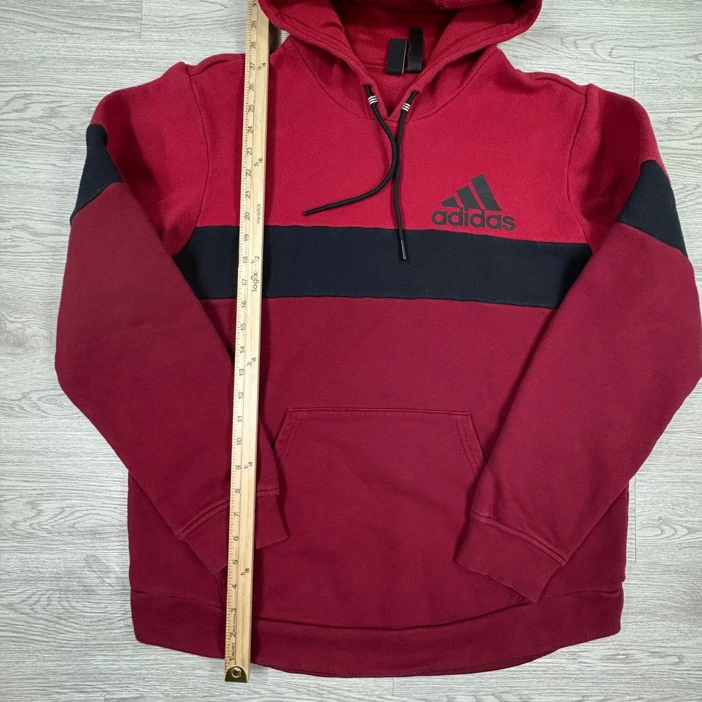 Adidas Men's Hoodie Pullover Red Large Colorblock Logo Sweatshirt‎